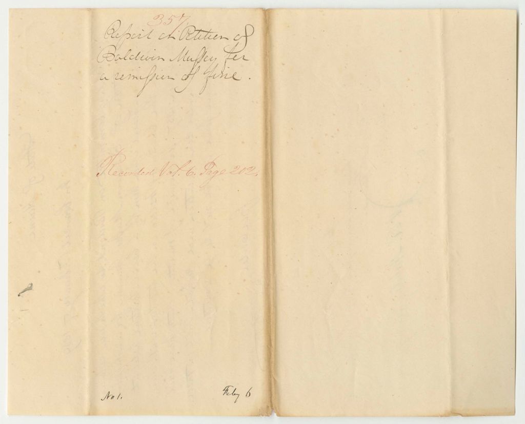 Miniature of Report 357: Report on the Petition of Baldwin Mussey for a Remission of a Fine