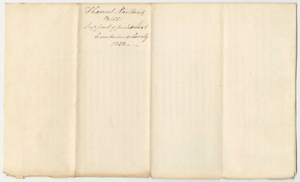 Miniature of Account of Thomas Norton for Support of Criminals in Prison from June 6th to December 18th 1838