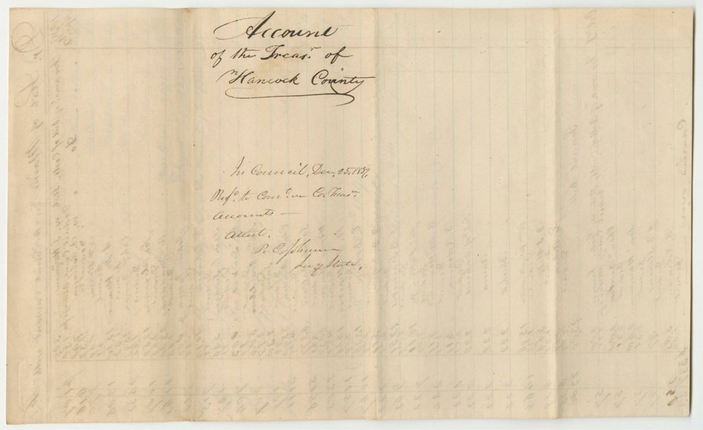 Miniature of Account of Francis B. Morgan, Treasurer of Hancock County