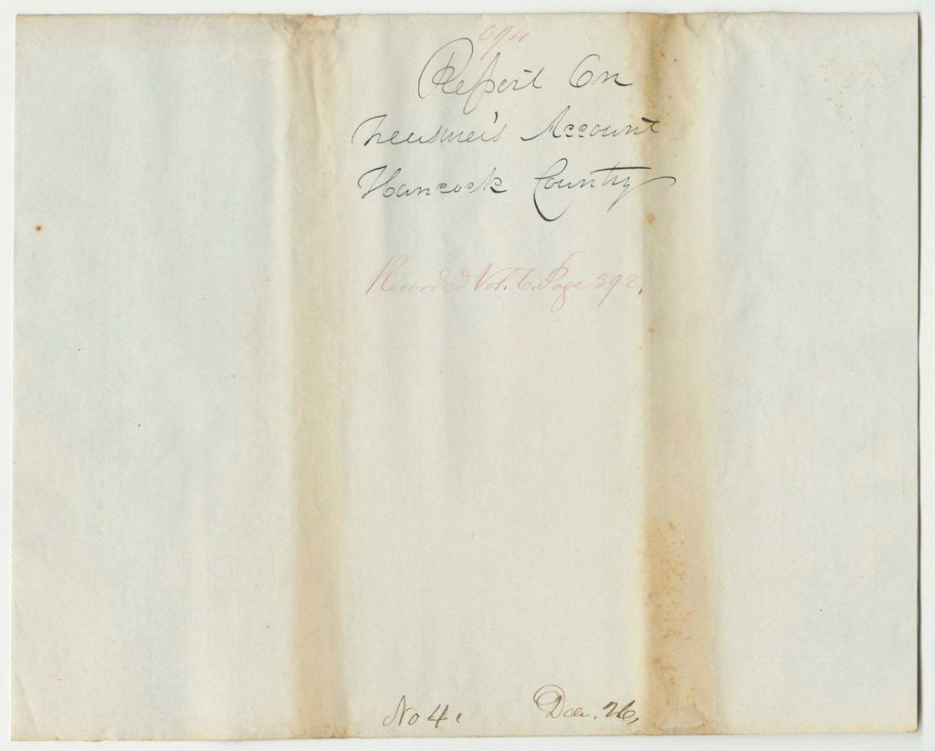 Miniature of Report 694: Report on the Account of Francis B. Morgan, Treasurer of Hancock County