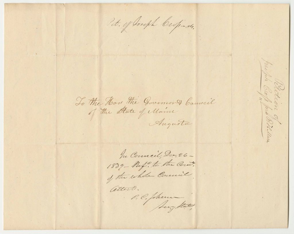 Miniature of Petition of Joseph Cross for a Pardon of Benjamin H. Mace