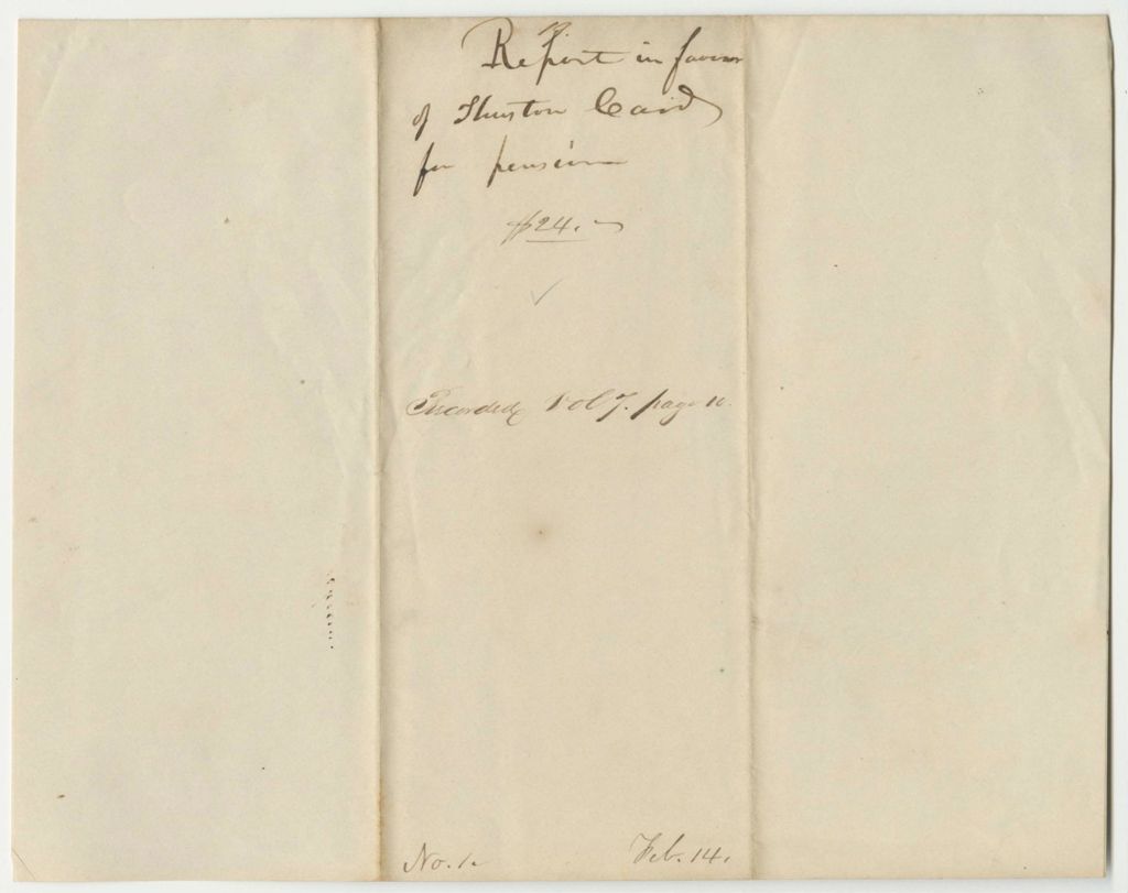 Miniature of Report 19: Report in Favor of Thurston Card for His Pension