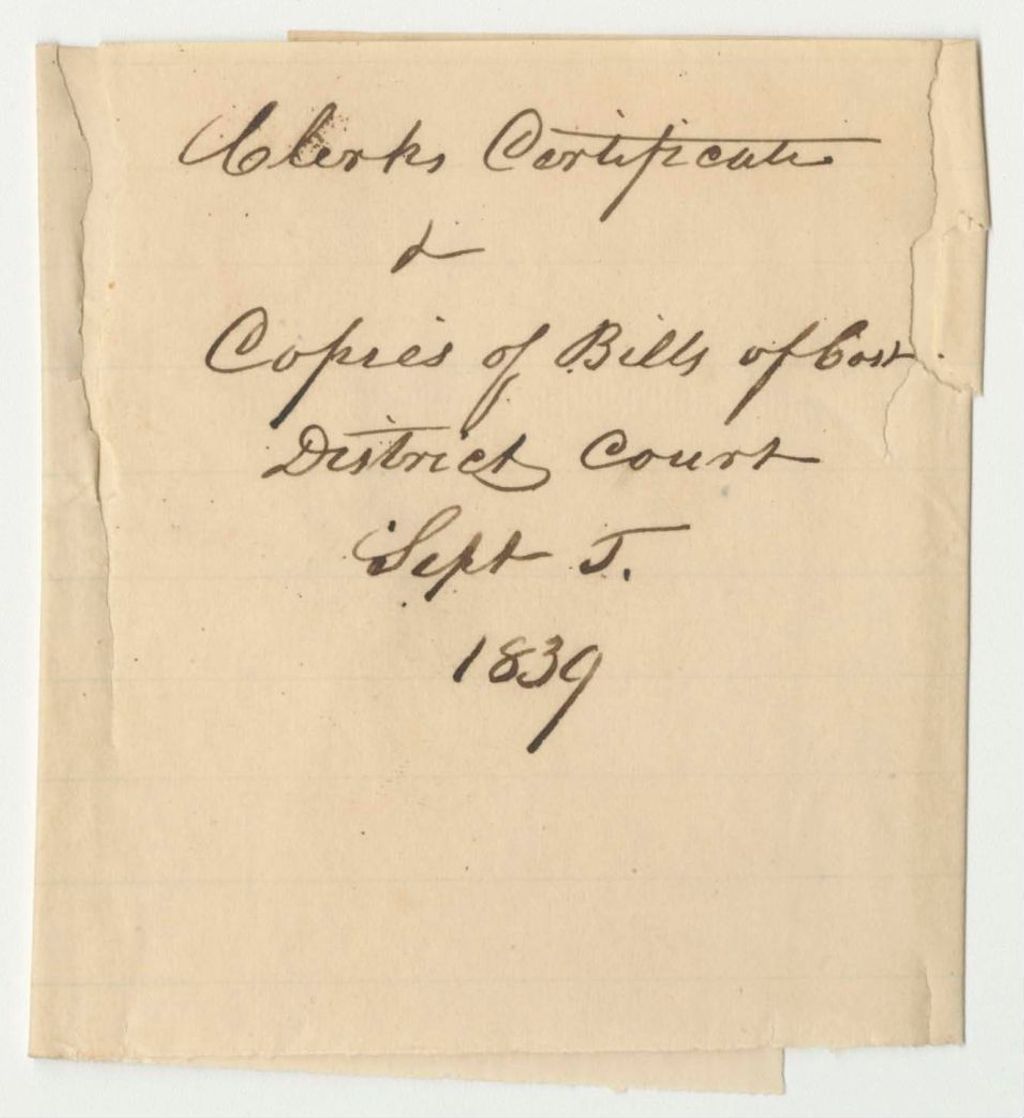 Miniature of Bills of Cost at the District Court for the Eastern District in Washington County, September Term 1839