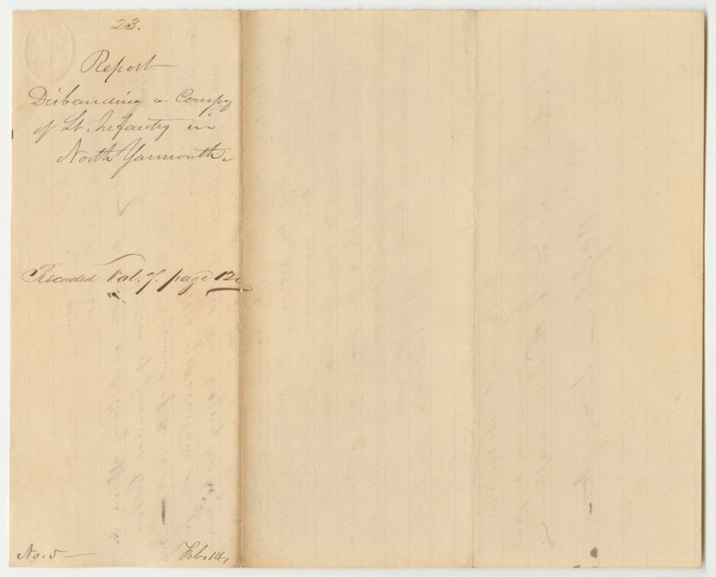 Miniature of Report 23: Report Disbanding a Company of Light Infantry in North Yarmouth