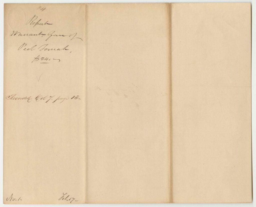 Miniature of Report 24: Warrant in Favor of Peol Tomah for Services as Delegate