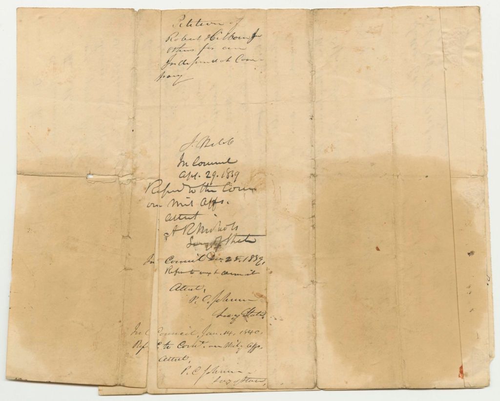 Miniature of Petition of Hilborn Jr. and Others to be Organized into an Independent Military Company