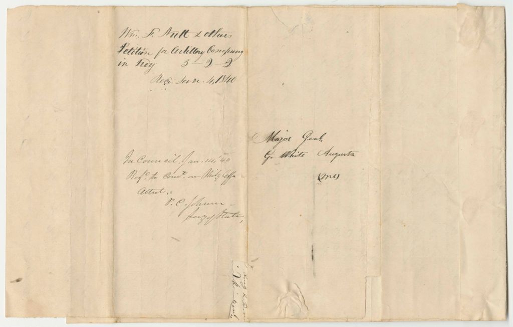 Miniature of Petition of William F. Nutt and Others for an Artillery Company in Troy