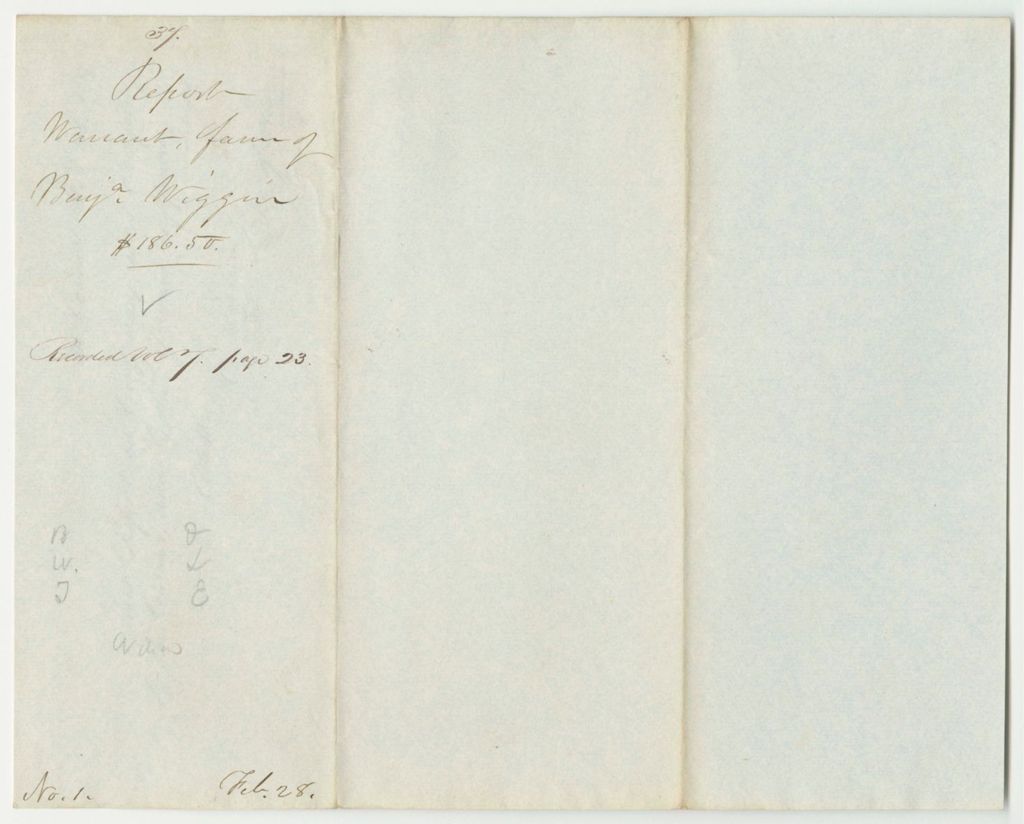 Miniature of Report 37: Warrant in Favor of Benjamin Wiggin