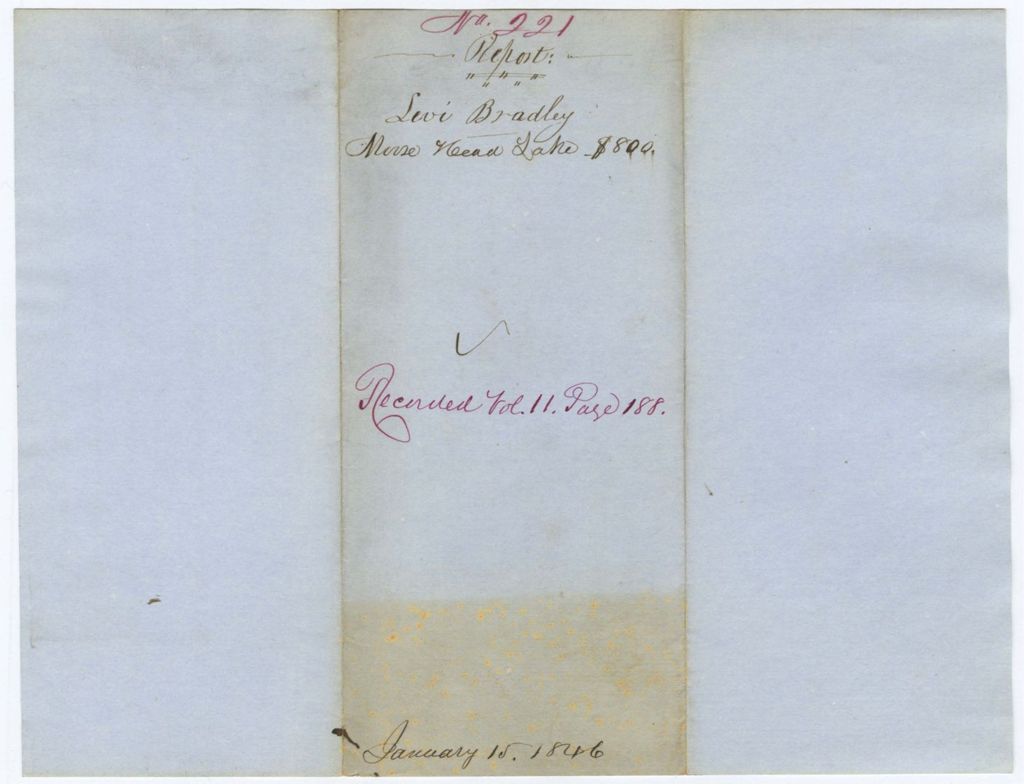 Miniature of Report 221: Report on the account of Levi Bradley for repairs to the Moosehead Lake Road