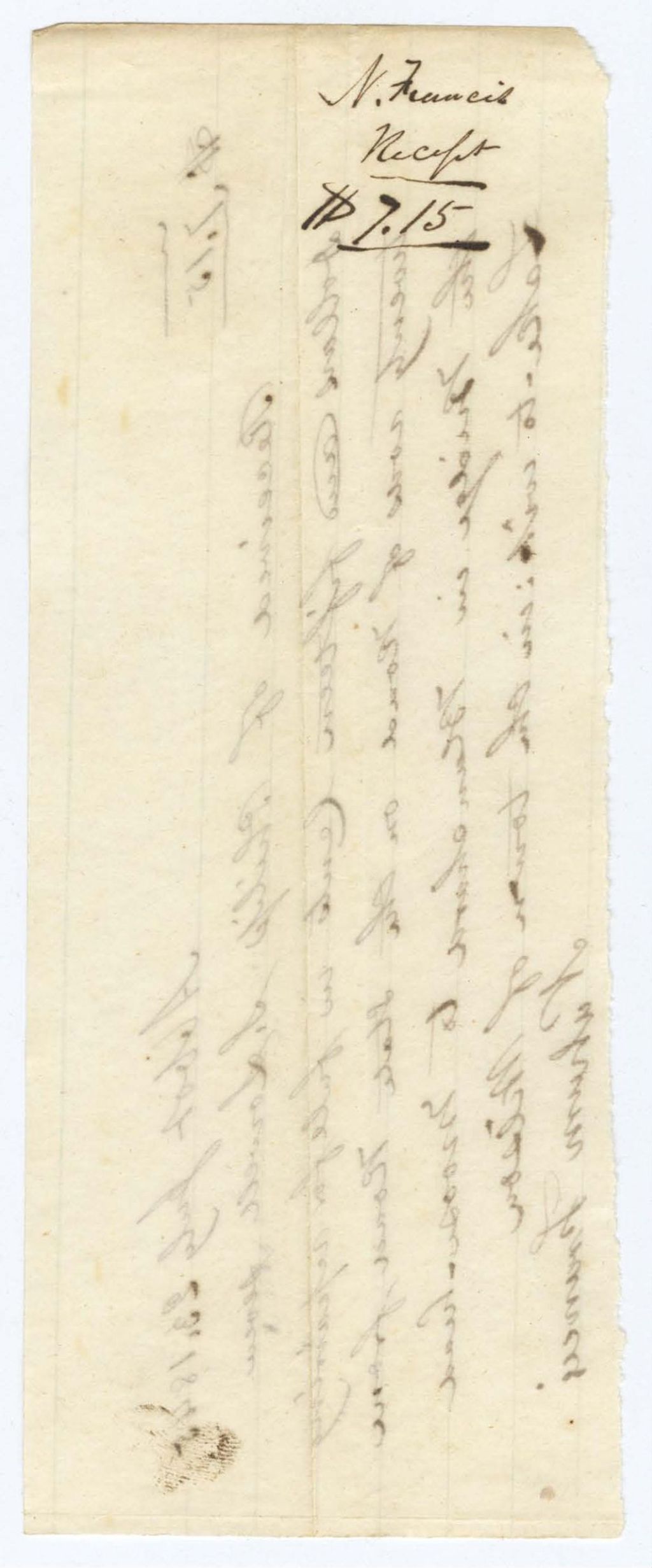 Miniature of Receipt, N. Francis