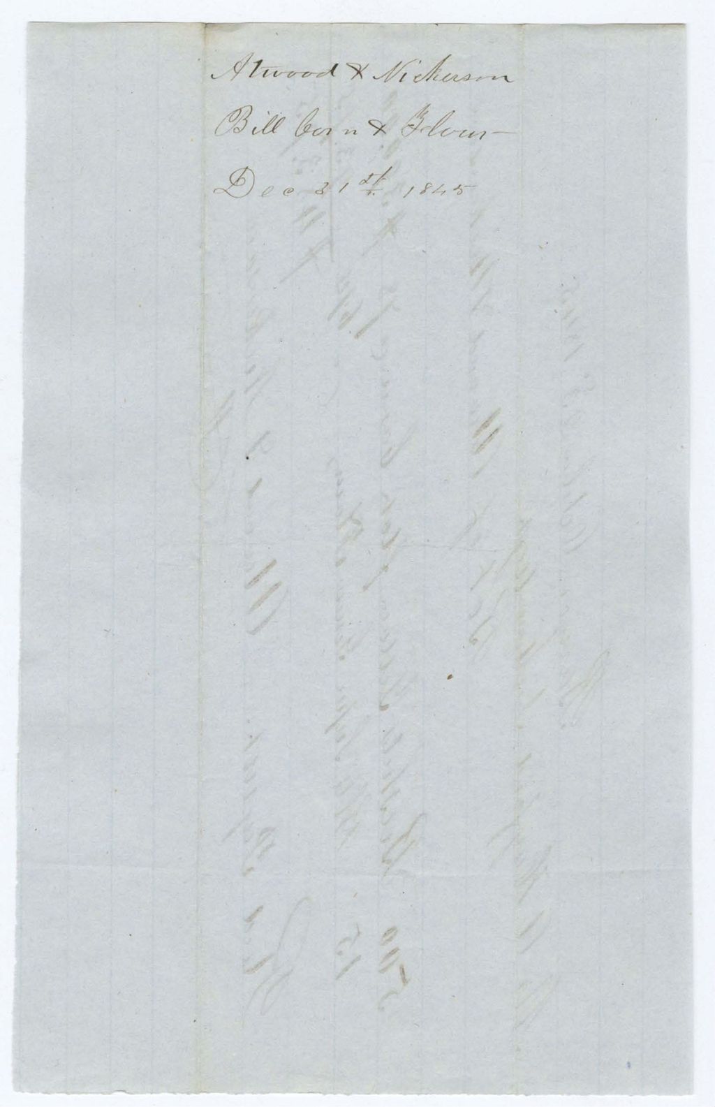 Miniature of Annuity: Atwood and Nickerson, Bill of Corn and Flour