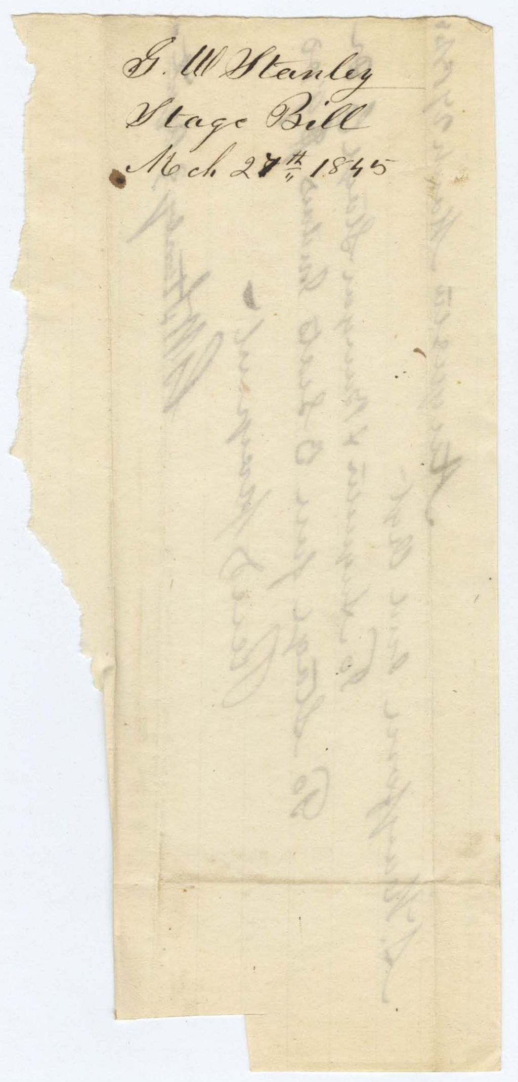 Miniature of Indian Fund (Page 9): G. W. Stanley, Stage Bill