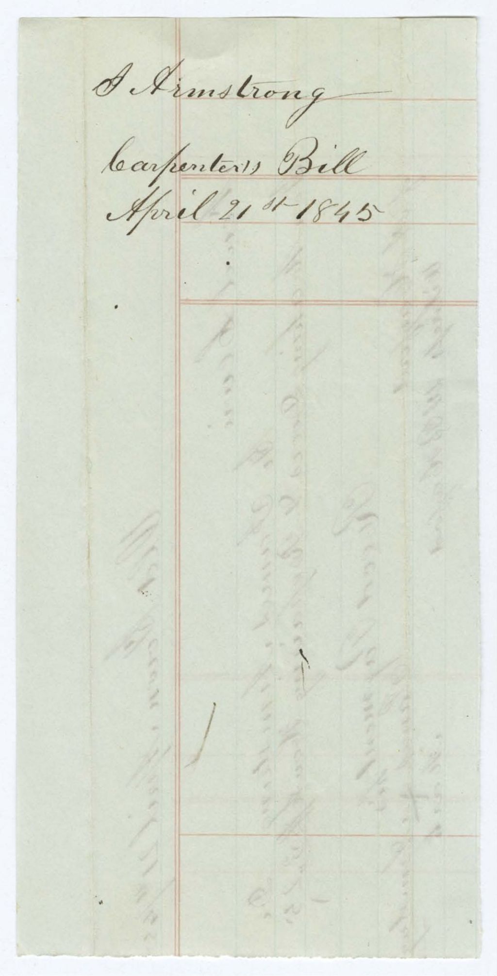 Miniature of Indian Fund (Page 10): J. Armstrong, Carpenter's Bill