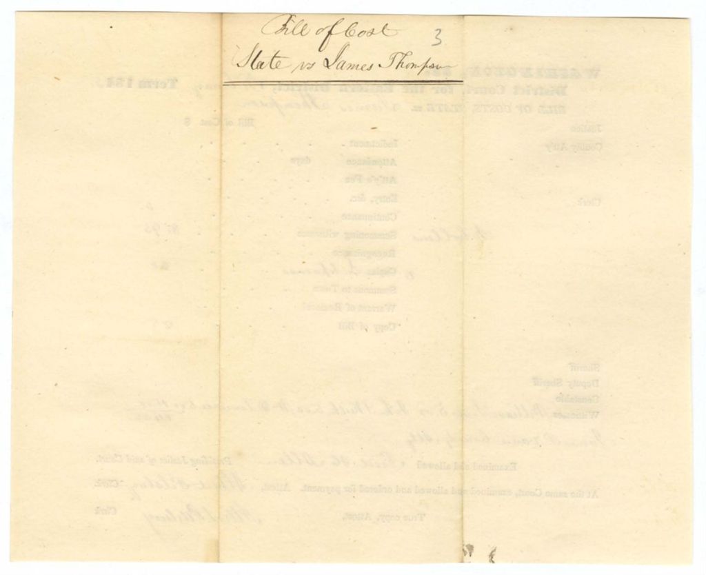 Miniature of February Term - Bill of Cost No. 3: State v. James Thompson