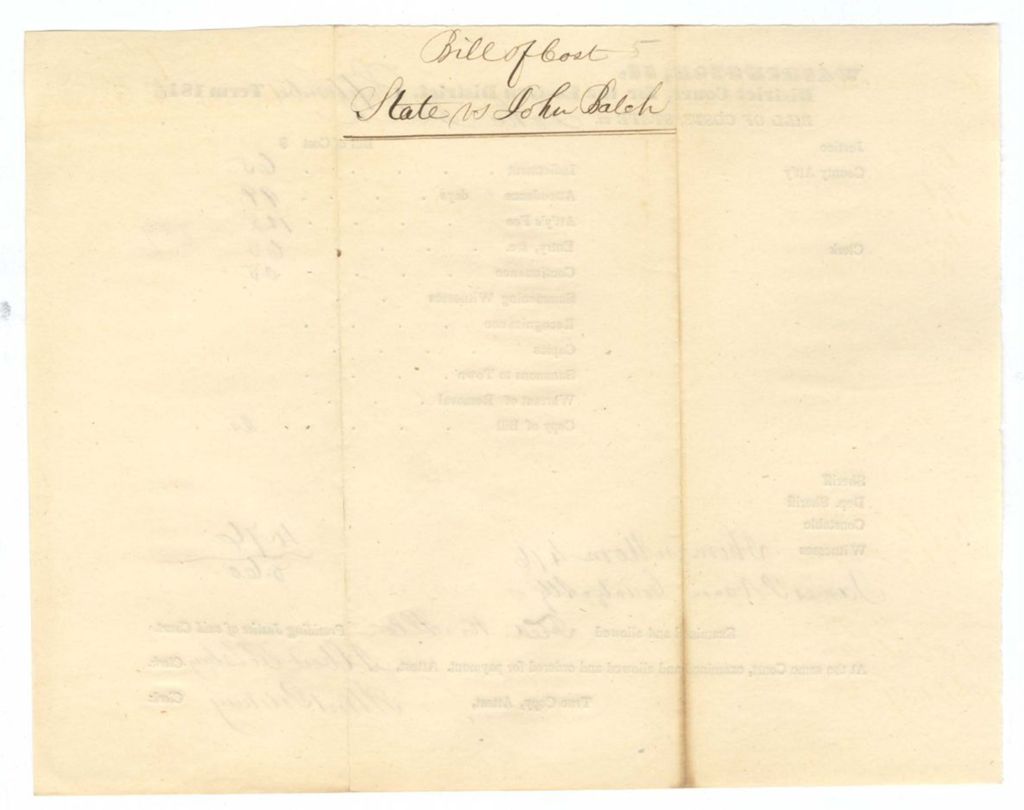 Miniature of September Term - Bill of Cost No. 5: State v. John Balch