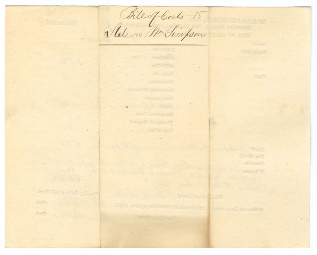 Miniature of September Term - Bill of Cost No. 15: State v. William Simpson