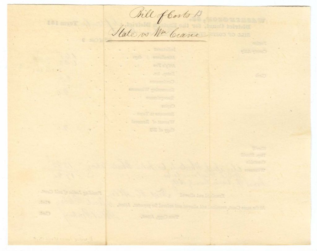 Miniature of September Term - Bill of Cost No. 13: State v. William Crane