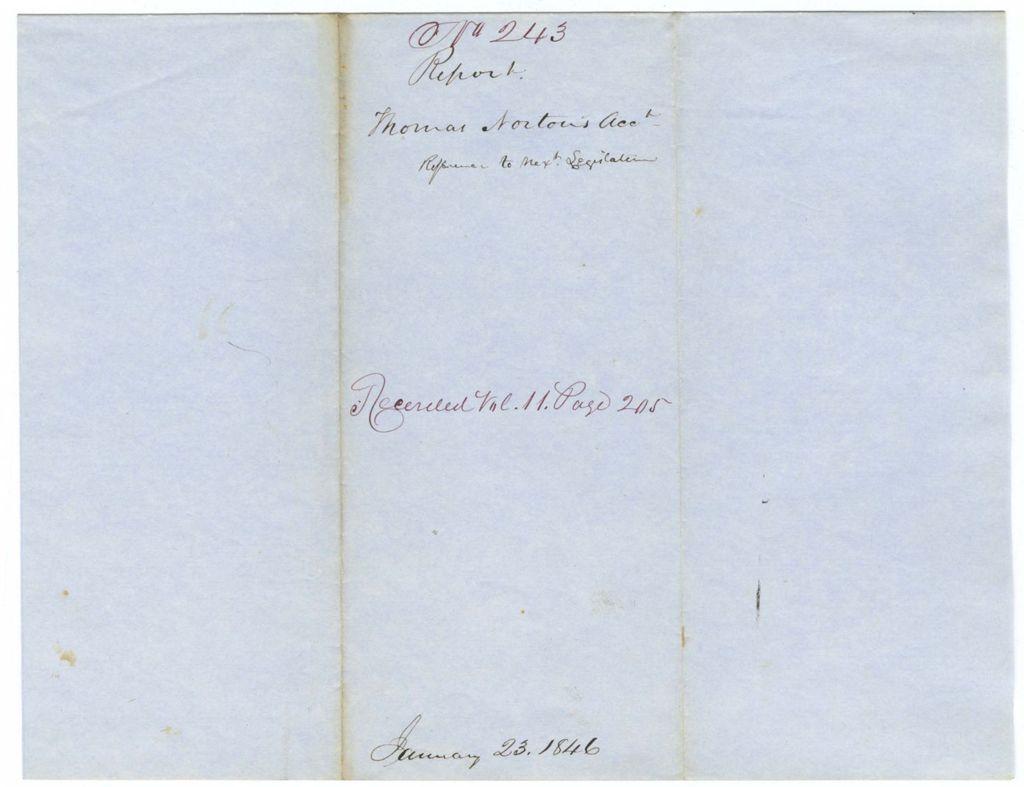Miniature of Report 243: Report on improperly submitted warrant, the account of Thomas Norton, Coroner for Cumberland County