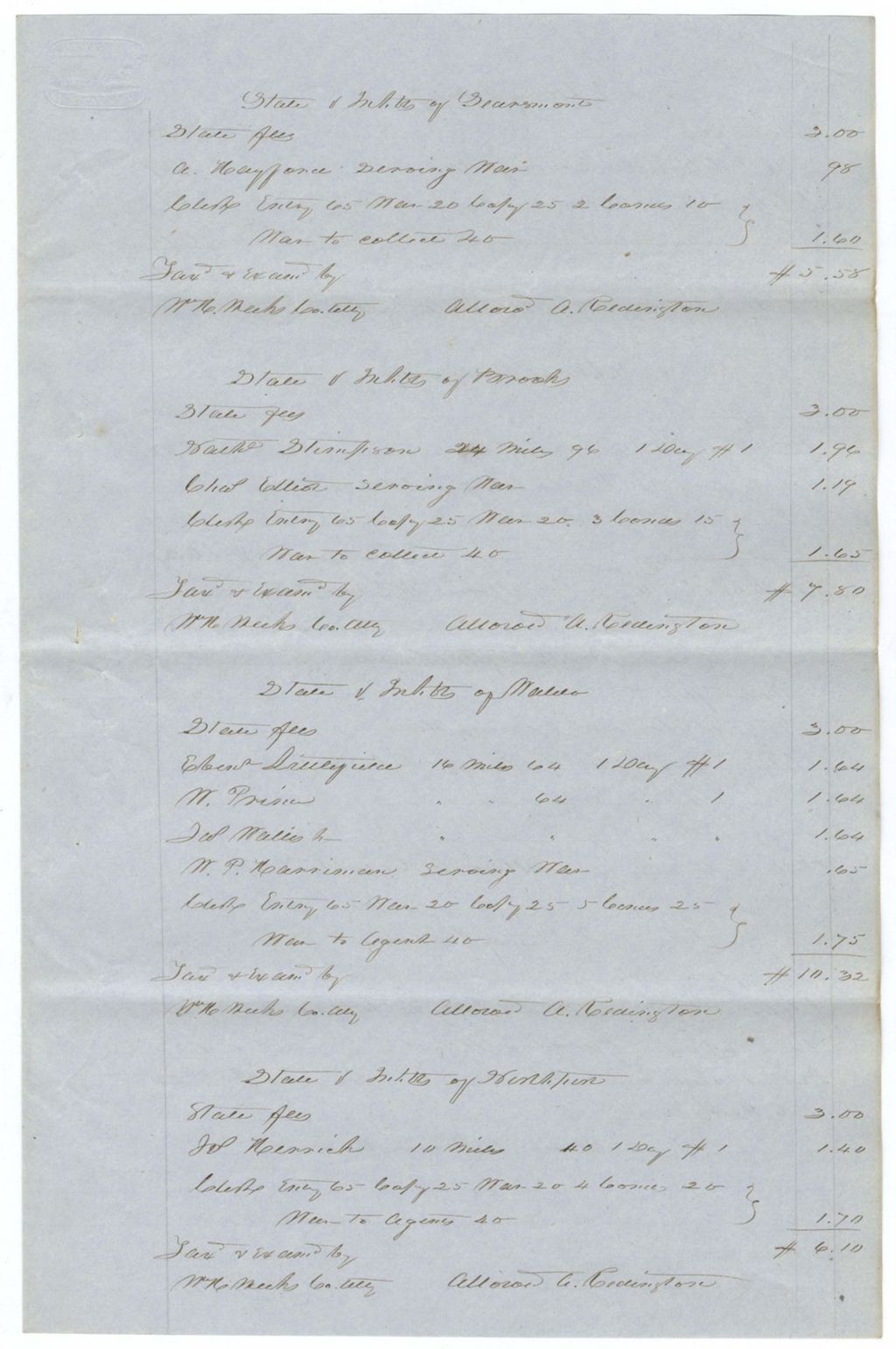 Miniature of Bills of Cost, Waldo County District Court August Term