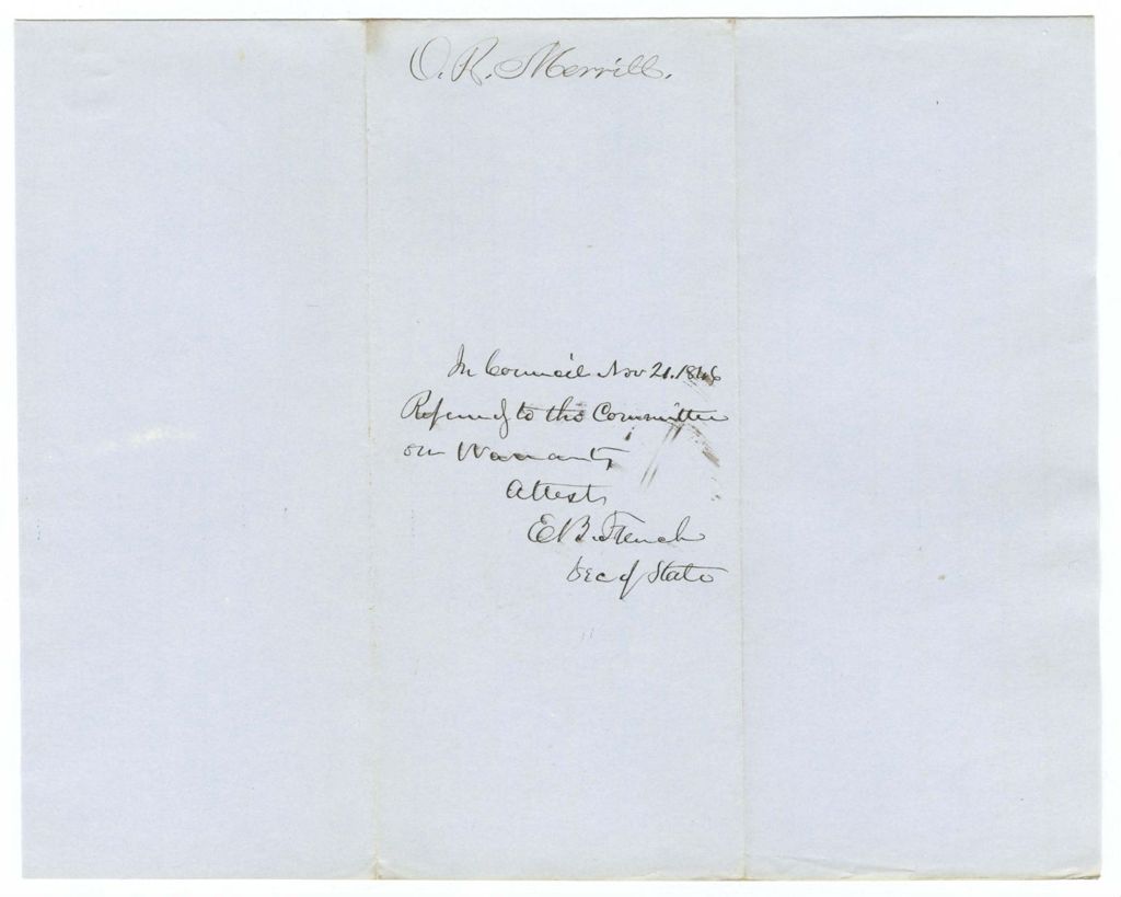 Miniature of Account of O. R. Merrill