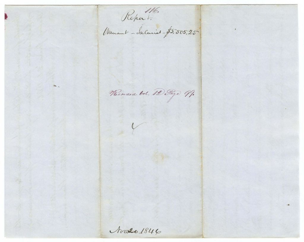 Miniature of Report 116: Report on the warrant for salaries