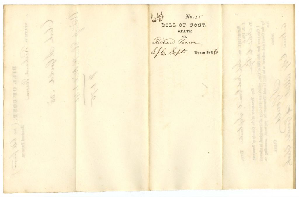 Miniature of Copy of Bill of Cost, State vs. Richard Person