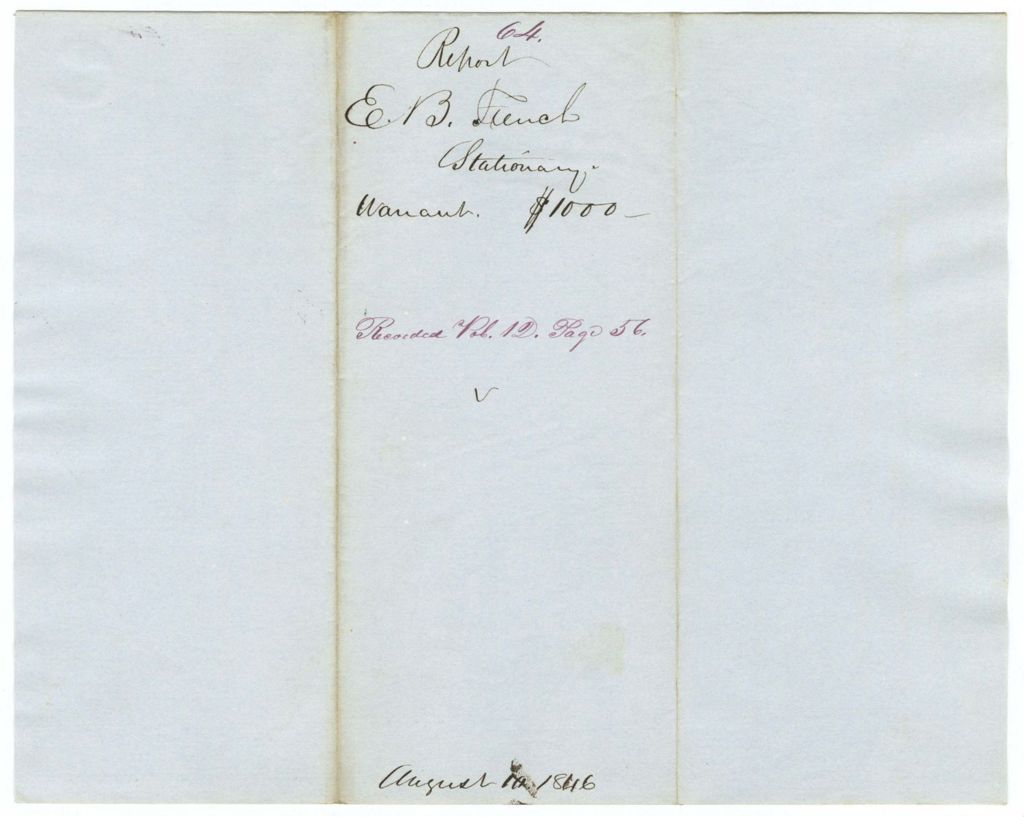 Miniature of Report 64: Report on the warrant in favor of E. B. French for stationary
