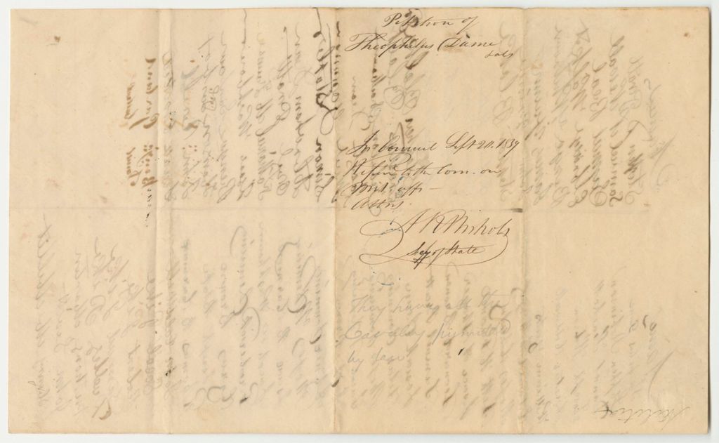 Miniature of Petition of Theophilus Dame and Others for a Company of Cavalry