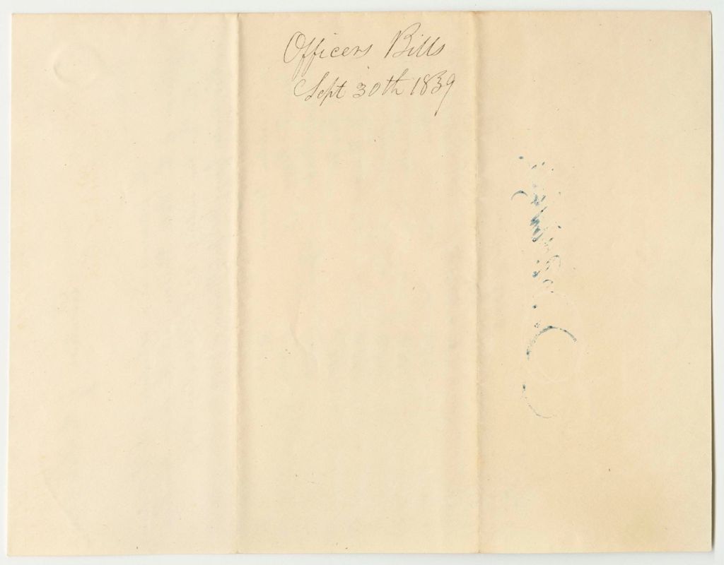 Miniature of Schedule of the Subordinate Officers of the State Prison with the Sums Due Them on the Quarter Ending September 30th 1839