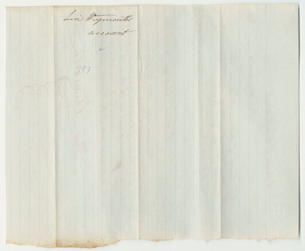 Miniature of Account of Levi Wemouth, for Board of William White in the House of Correction