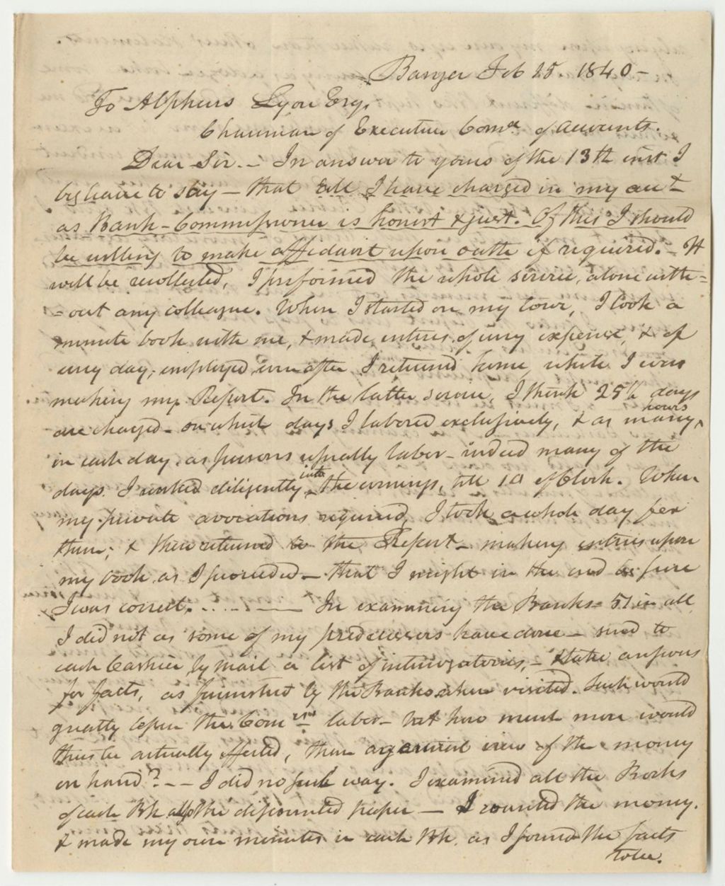 Miniature of William D. Williamson's Affadavit for His Account as Commissioner of Banks