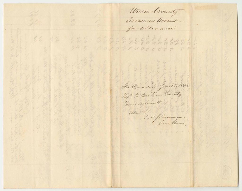 Miniature of Account of Frye Hall, Treasurer of Waldo County