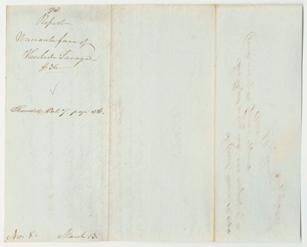 Miniature of Report 93: Warrant in Favor of Herbert Savage for a Pension