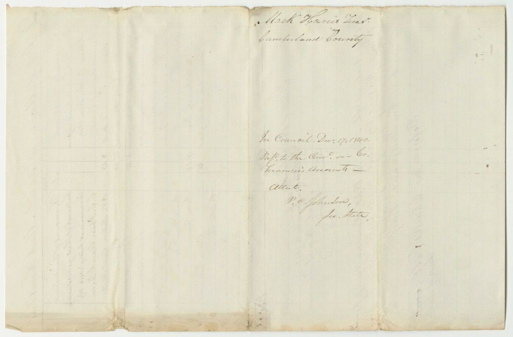 Miniature of Account of Mark Harris, Cumberland County Treasurer
