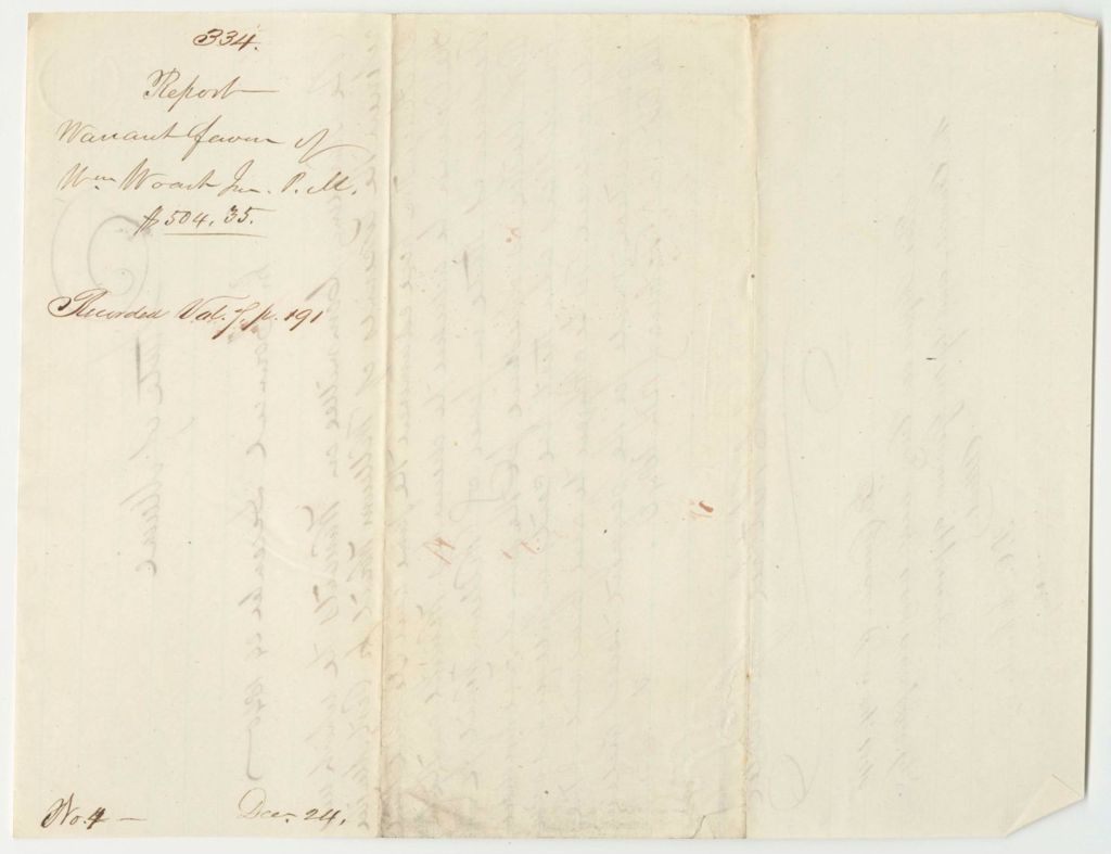 Miniature of Report 334: Report on the Warrant in Favor of William Woart Jr., Postmaster of Augusta, for Postage