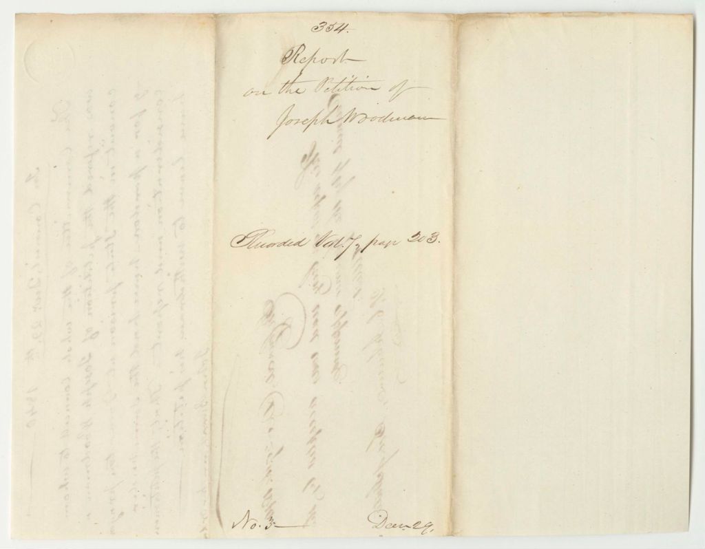 Miniature of Report 354: Report on the Petition of Joseph Woodman for a Pardon