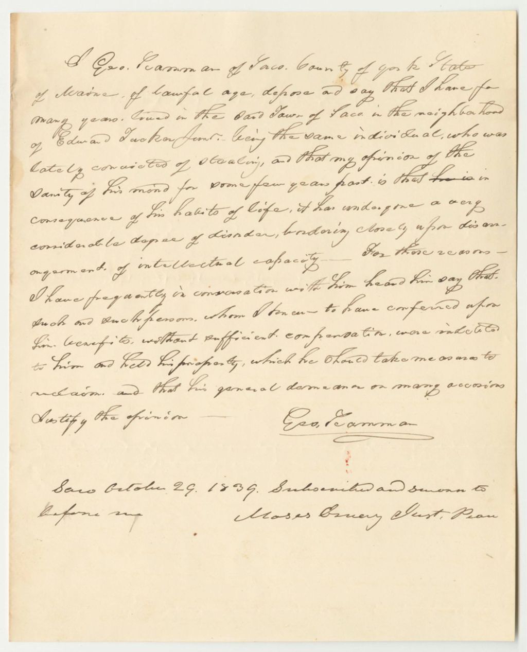 Miniature of George Scamma's Deposition on Edward Tucker Jr.'s Sanity