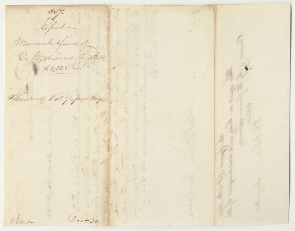 Miniature of Report 357: Report on the Warrant in Favor of Daniel Williams, State Treasurer