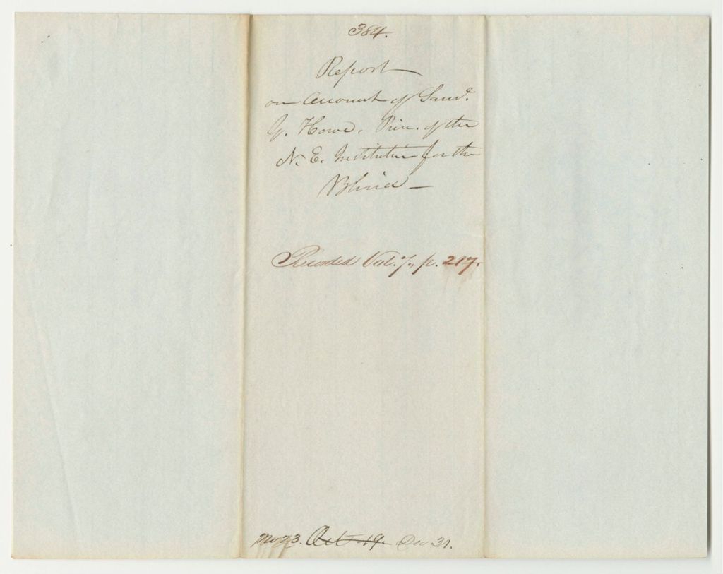 Miniature of Report 385: Report on the Account of Samuel G. Howe, Principal of the New England Institute for the Blind