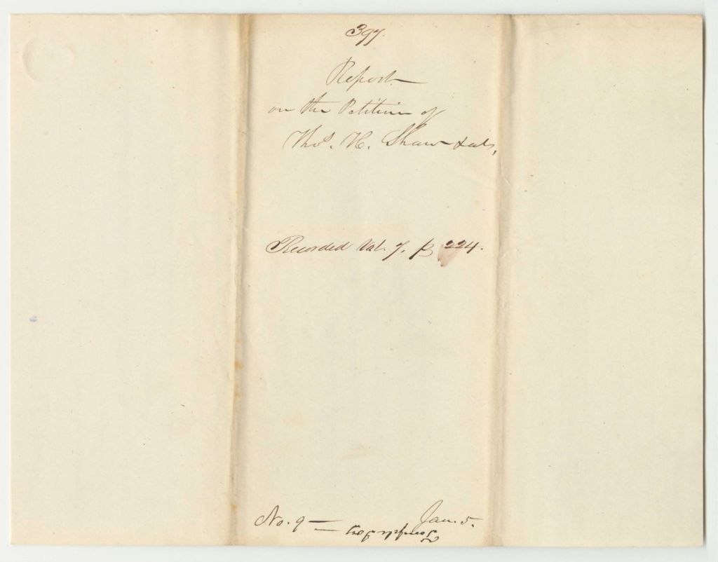 Miniature of Report 397: Report on the Petition of Thomas H. Shaw and Others for a Pardon of Temple Joy of Bangor