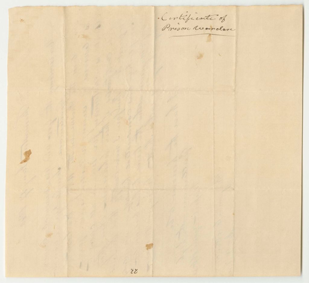 Miniature of Certificate of Benjamin Carr, Warden of the Maine State Prison, on the Conduct of Temple Joy in Prison