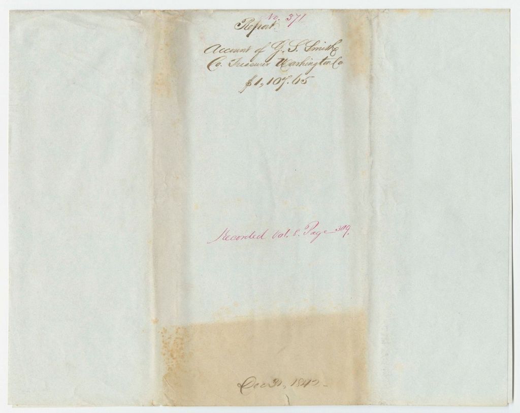 Miniature of Report 371: Report - Account of G.S. Smith, Washington County Treasurer