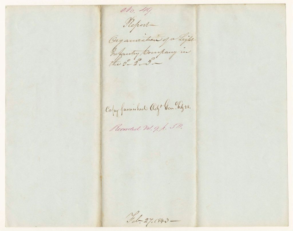 Miniature of Report 49: Report on the Petition of Cyrus K. Ford and Others of Monroe, for the Organization of a Light Infantry within the 3rd Regiment, 2nd Brigade, 3rd Division