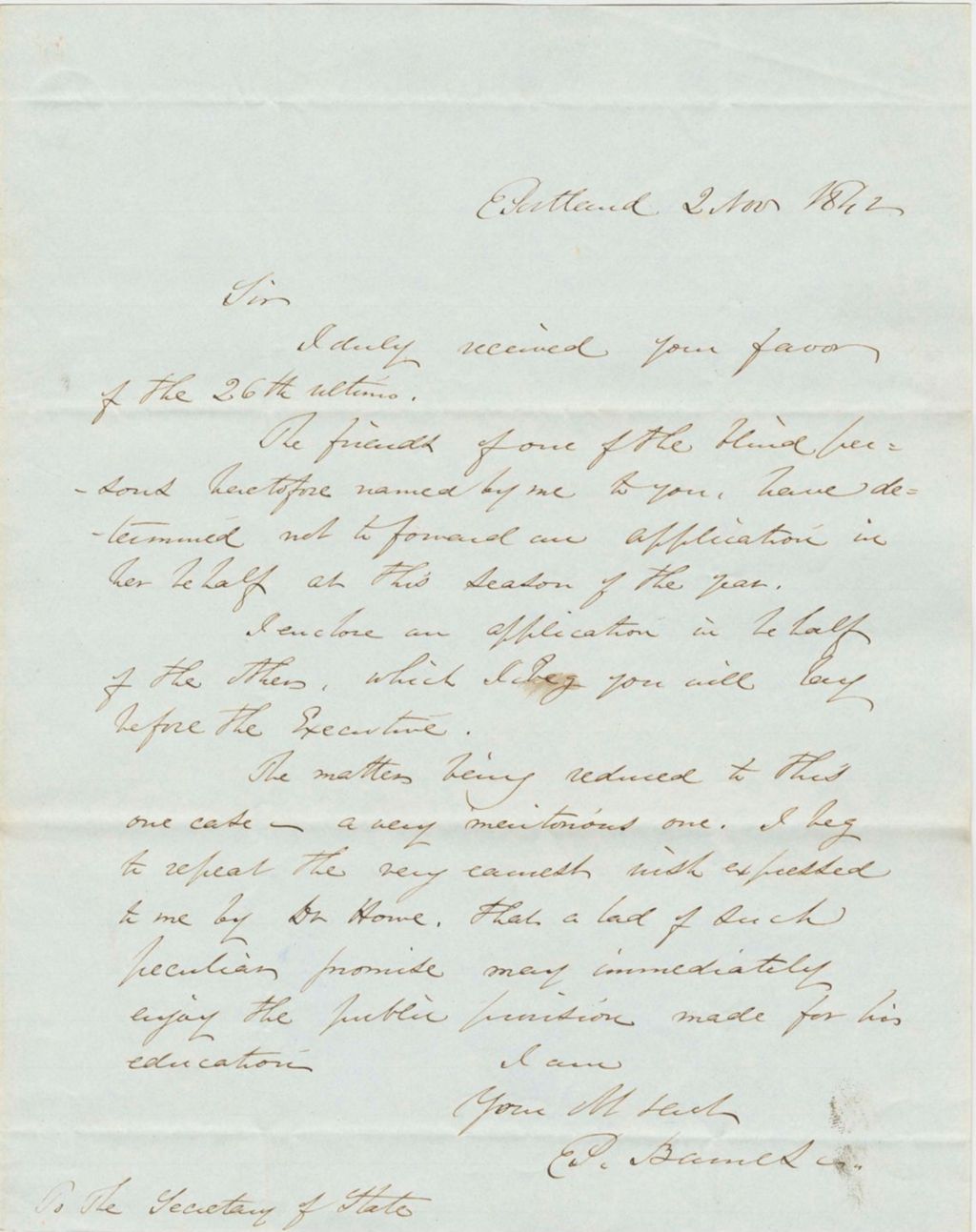 Miniature of Communication from P. Barnes, informing that they will not be sending an application for the season
