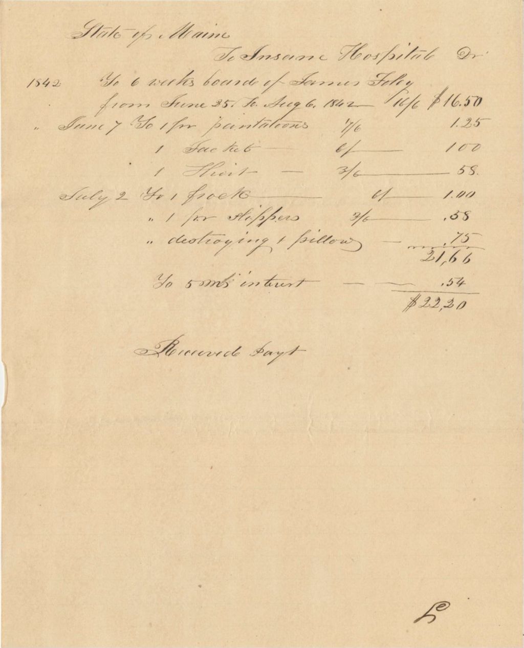Miniature of Bond for James Foley from the State of Maine to the Insane Hospital