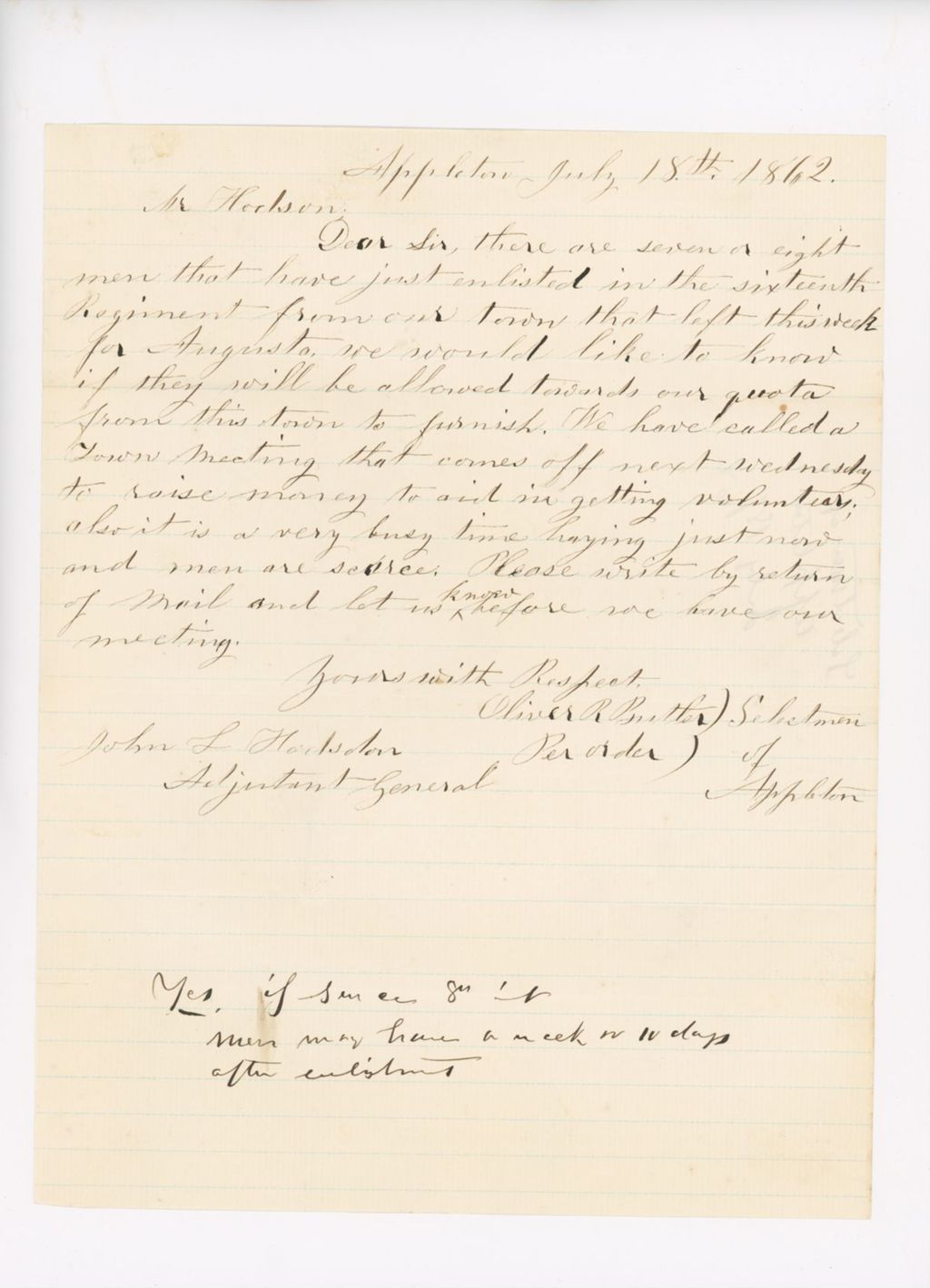 Miniature of Letter to John Hodsdon