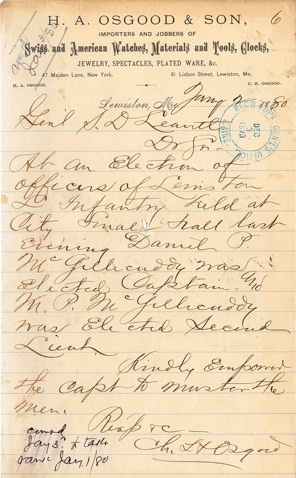 Miniature of Ch. Osgood reporting the resuls of an election in Lewiston