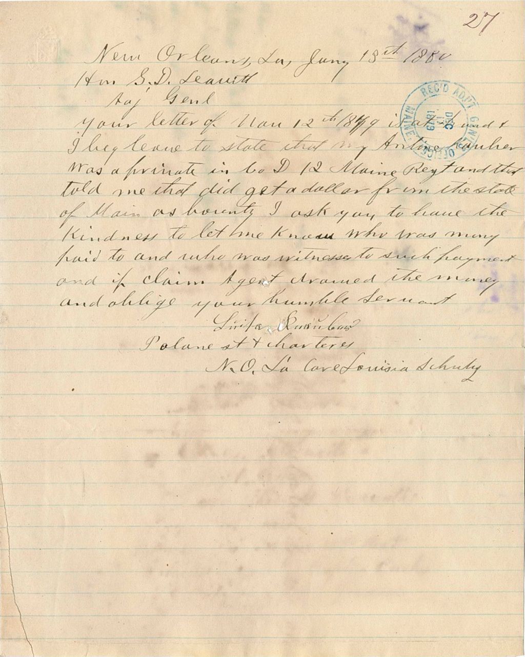 Miniature of Lirita Rusinlan requesting information about the bounty that was paid to Antine Kunher
