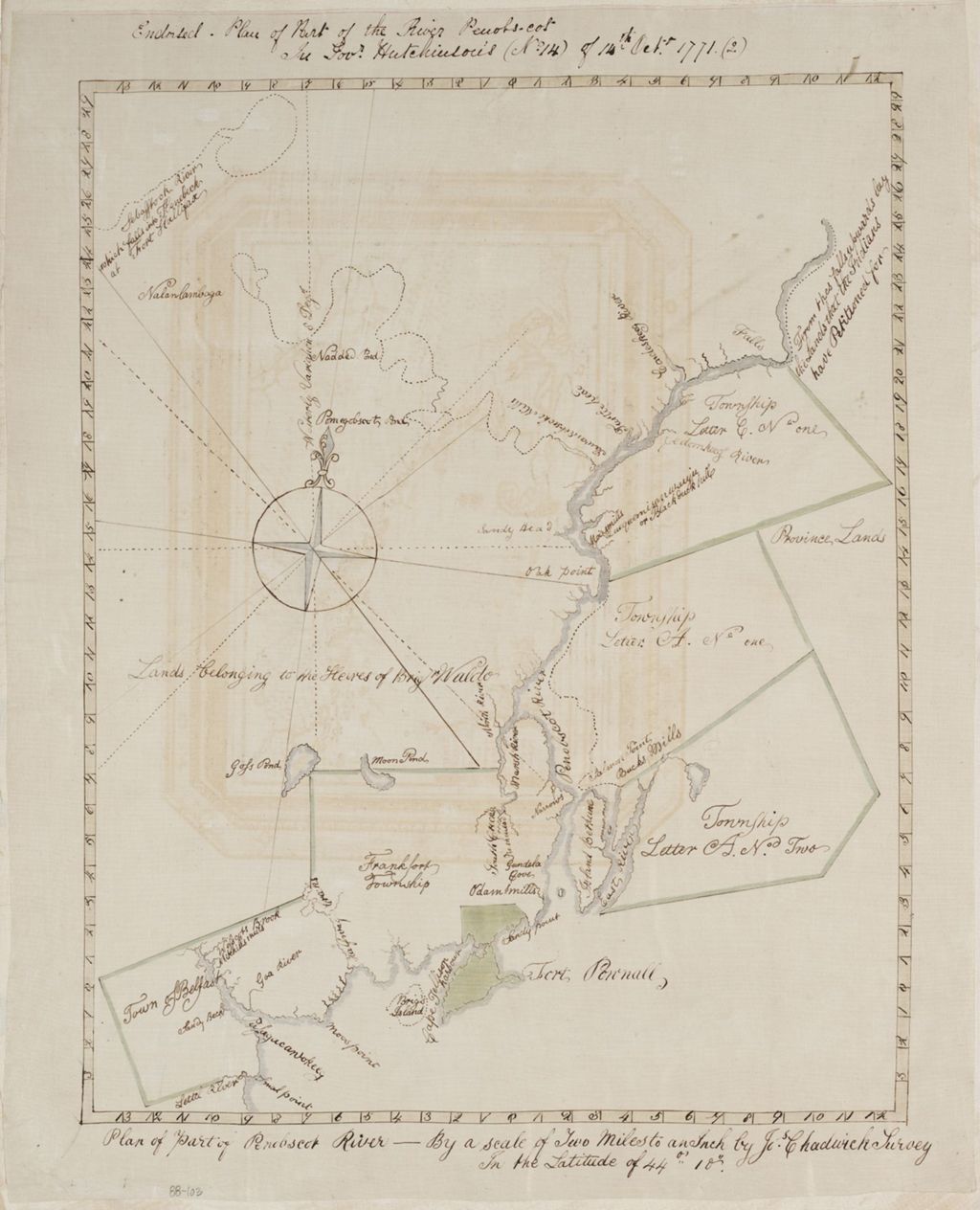Miniature of BMC 40--Plan of Part of Penobscot River, 1771