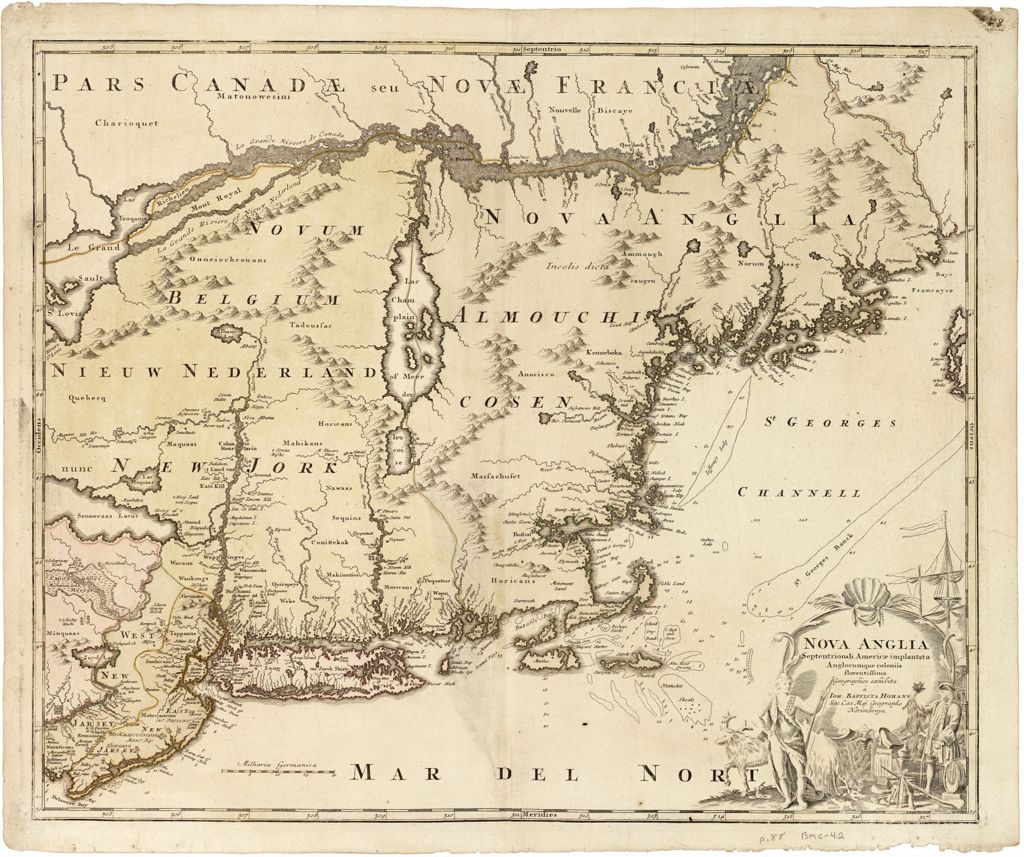 Miniature of BMC 42-Nova Anglia Septentrionali Americae implantata Anglorumque coloniis florentissima geographice exhibita, circa 1720